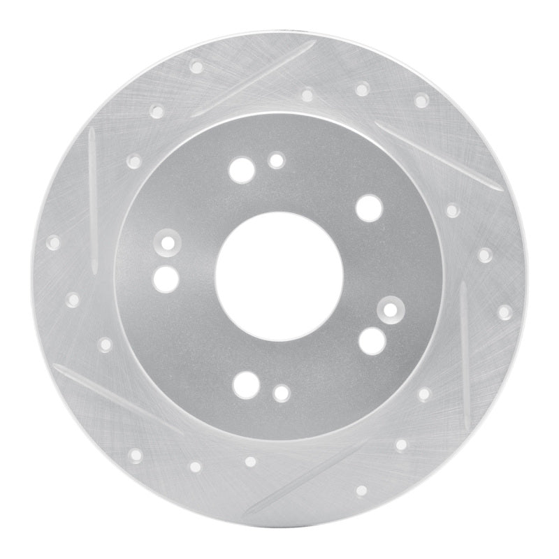R1 06-15 Honda Civic Si Rear Left Drilled & Slotted Silver Brake Rotor