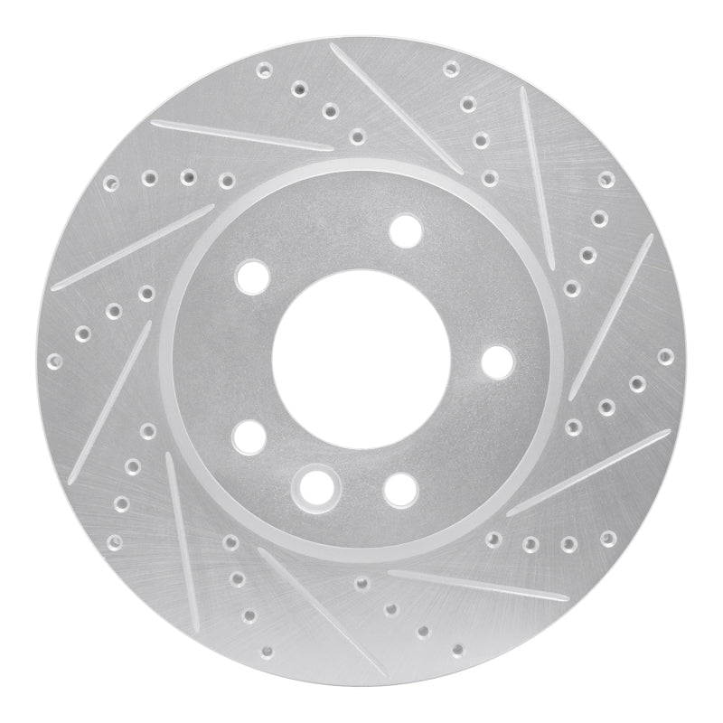 R1 03-18 Porsche Cayenne Right Front Drilled & Slotted Silver Brake Rotor