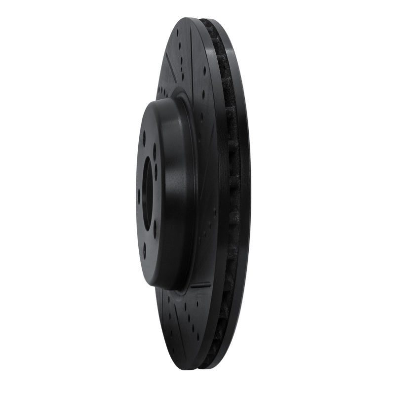 R1 16-23 Mercedes-Benz GLC350e Rear Right Drilled & Slotted Black Brake Rotor