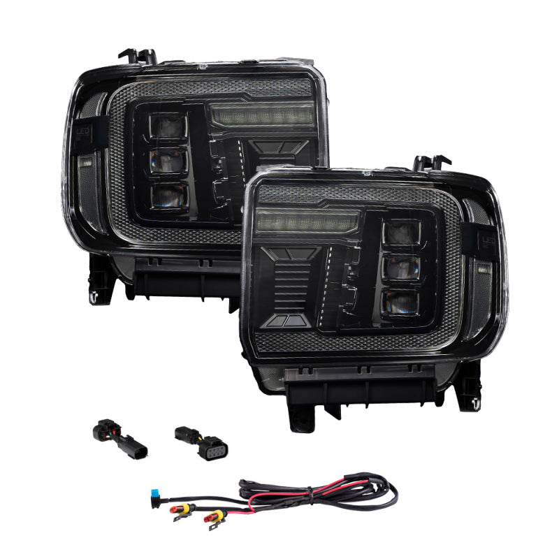 Form Lighting 2014+ GMC Sierra 1500/2500/3500 LED Projector Headlights Amber DRL (Pair)