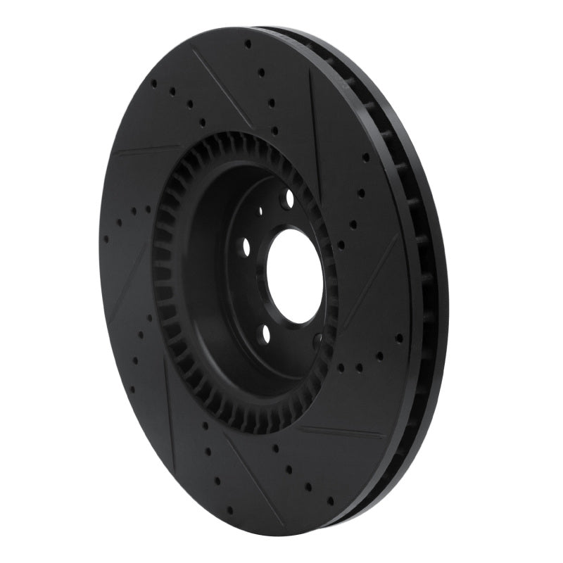 R1 12-18 Audi A7 Quattro Front Left Drilled & Slotted Black Brake Rotor