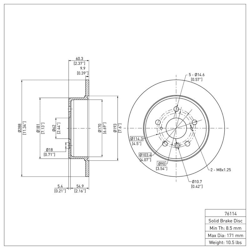 R1 1999-2003 Lexus RX300 Rear Brake Rotor