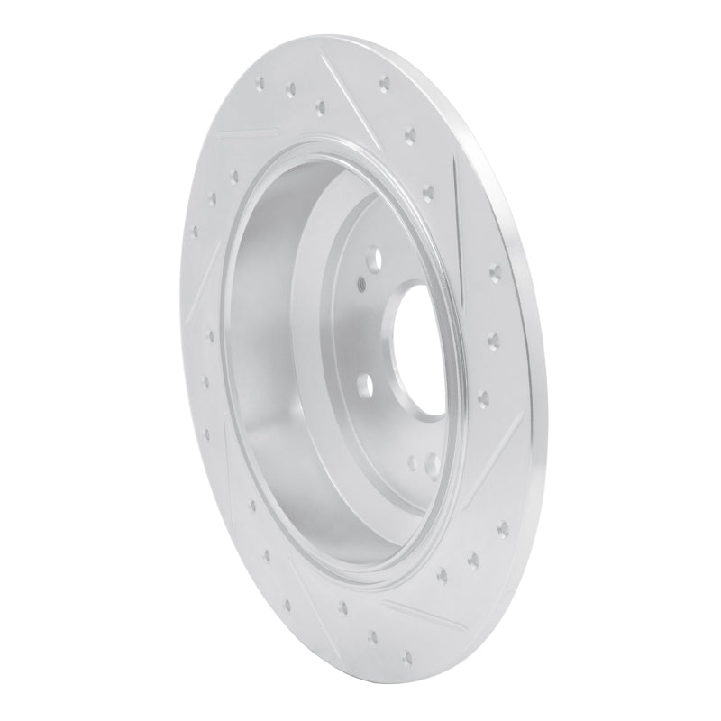 R1 10-15 Honda Crosstour Rear Left Drilled & Slotted Silver Brake Rotor