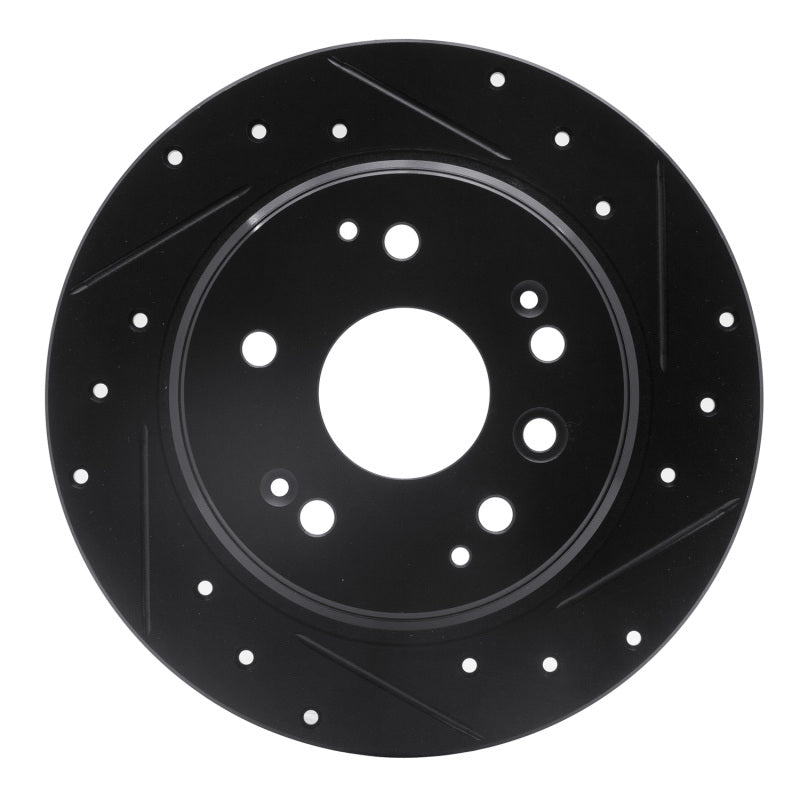 R1 99-11 Acura TL Rear Right Drilled & Slotted Black Brake Rotor