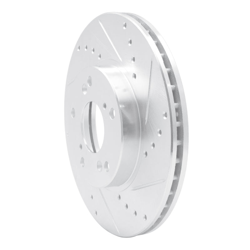 R1 98-22 Acura CSX Front Right Drilled & Slotted Silver Brake Rotor
