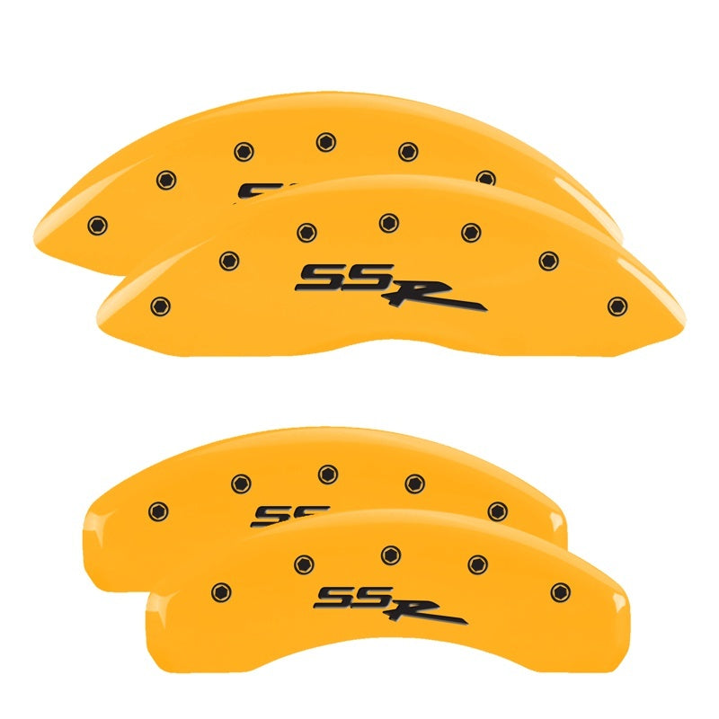 MGP 4 Caliper Covers Engraved Front & Rear Ssr Yellow Finish Black Char 2008 Chevrolet Trailblazer