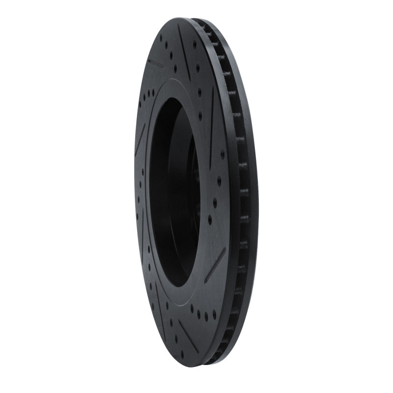 R1 15-25 Volkswagen GTI Rear Left Drilled & Slotted Black Brake Rotor