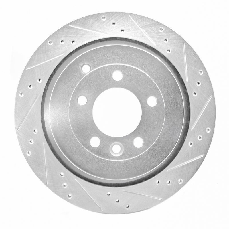 R1 05-16 Land Rover LR4 Rear Right Drilled & Slotted Silver Brake Rotor