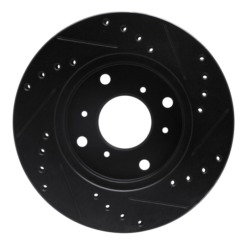 R1 98-02 Acura CL Front Left Drilled & Slotted Black Brake Rotor