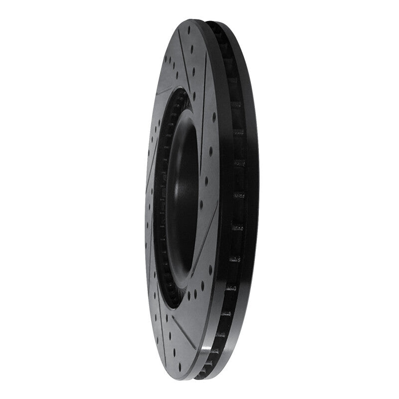 R1 01-03 Audi S8 Front Left Drilled & Slotted Black Brake Rotor