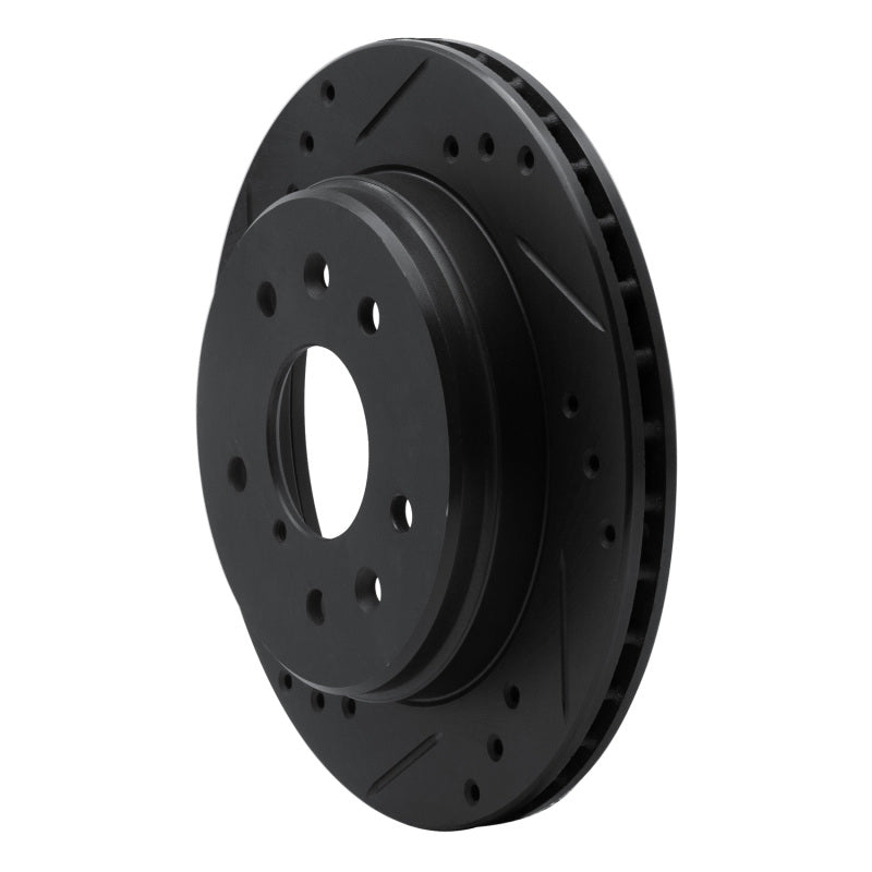 R1 86-91 Mazda RX-7 Rear Left Drilled & Slotted Black Brake Rotor