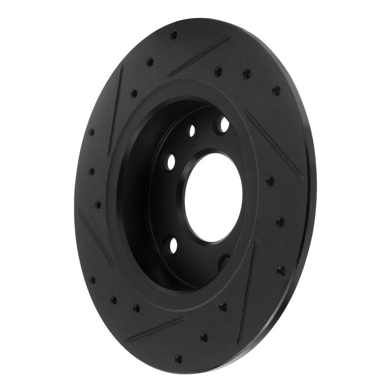 R1 14-25 Mazda 3 Rear Right Drilled & Slotted Black Brake Rotor