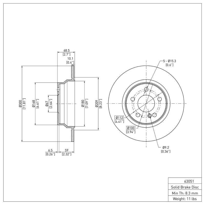 R1 2003-2016 Mercedes-Benz E250 Rear Brake Rotor