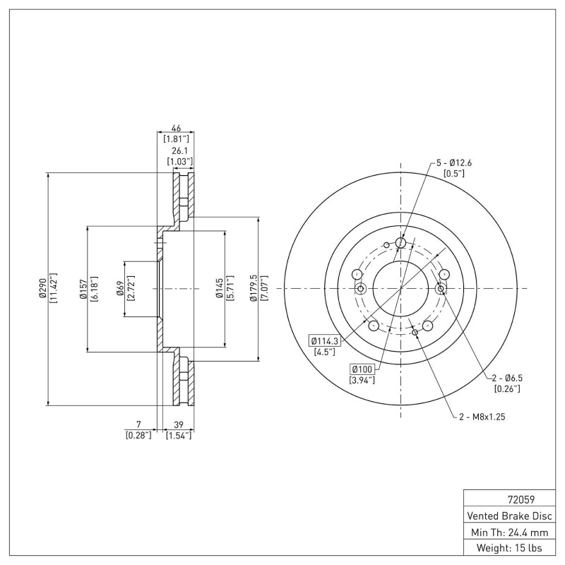R1 04-11 Mitsubishi Endeavor Front Brake Rotor