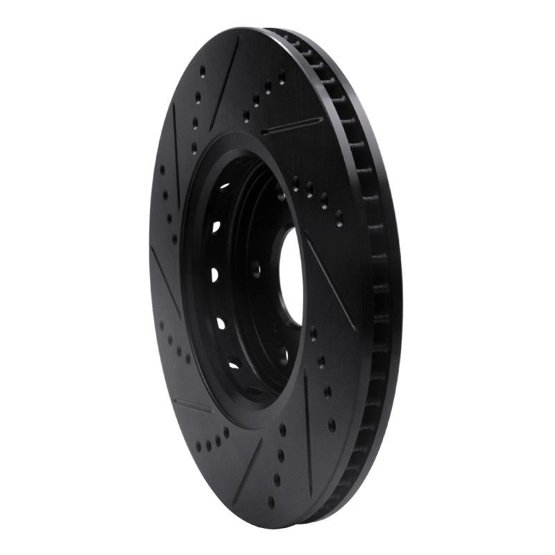 R1 16-22 Acura ILX Front Right Drilled & Slotted Black Brake Rotor