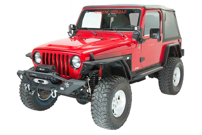 Fishbone Offroad 87-06 Jeep TJ/YJ Wrangler TJ/YJ Steel Front Bumper W/LEDs - Blk Textured Pawdercoat