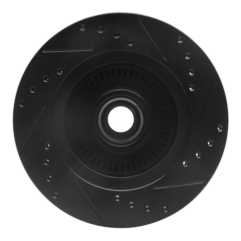 R1 87-92 Lincoln Mark VII Front Left Drilled & Slotted Black Brake Rotor