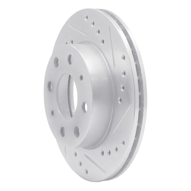R1 82-83 Honda Civic Hatchback Front Right Drilled & Slotted Silver Brake Rotor