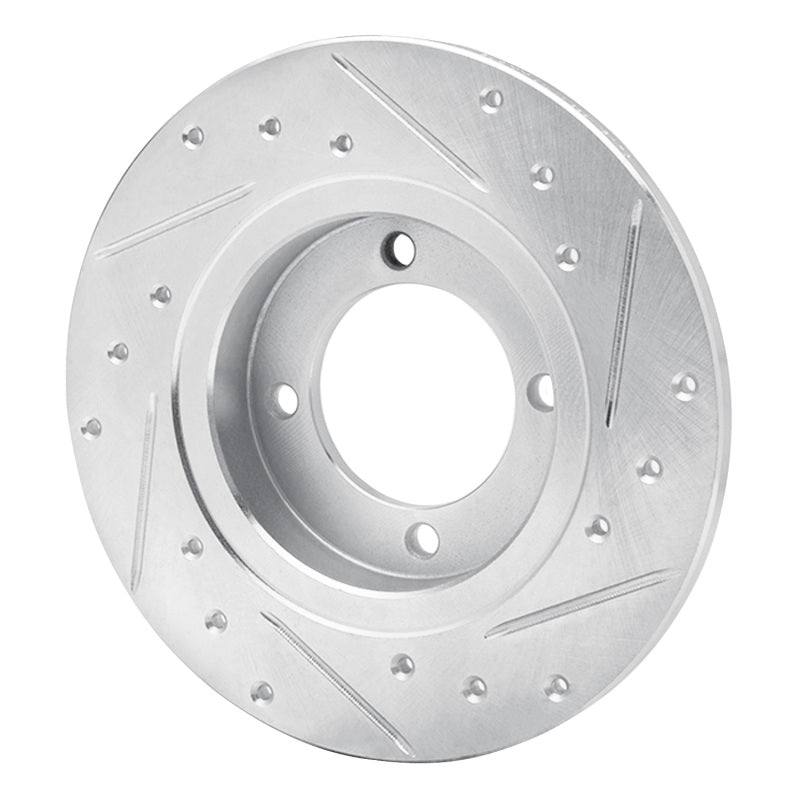 R1 74-75 Nissan 710 Front Left Drilled & Slotted Silver Brake Rotor