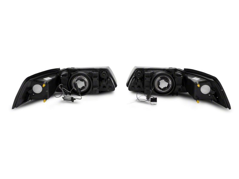 Raxiom 99-04 Ford Mustang Axial Series Headlights w/ LED Bar- Black Housing (Clear Lens)