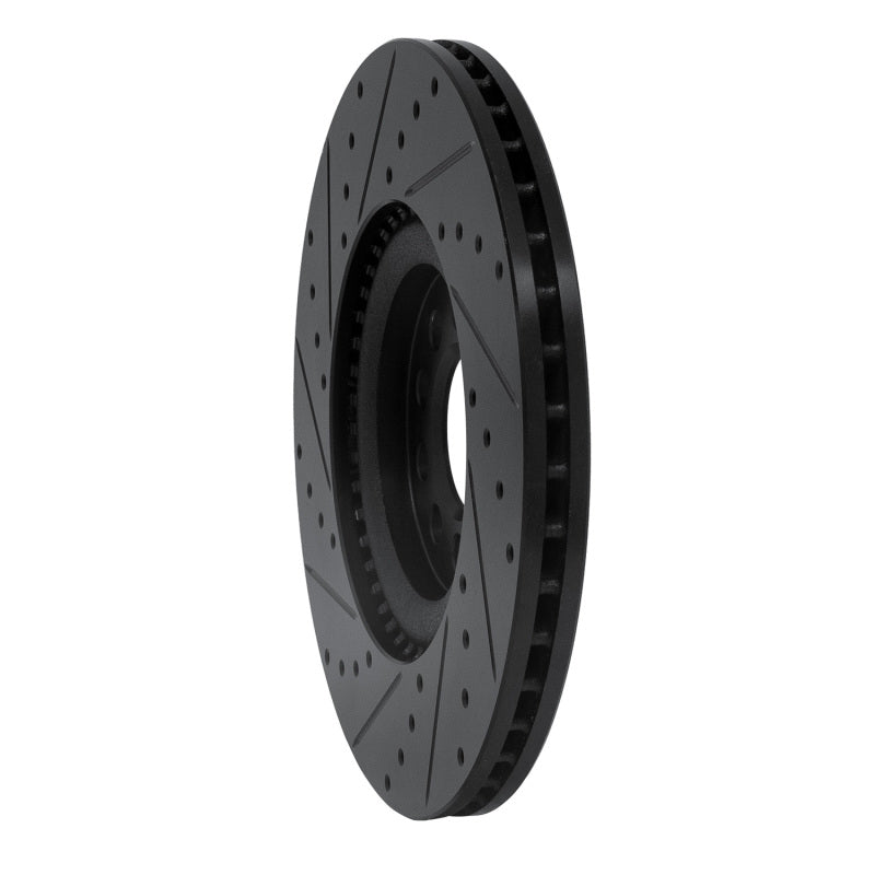 R1 00-06 Audi TT Quattro Front Right Drilled & Slotted Black Brake Rotor