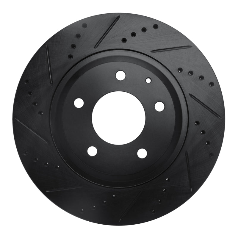 R1 04-11 Mazda RX-8 Rear Left Drilled & Slotted Black Brake Rotor