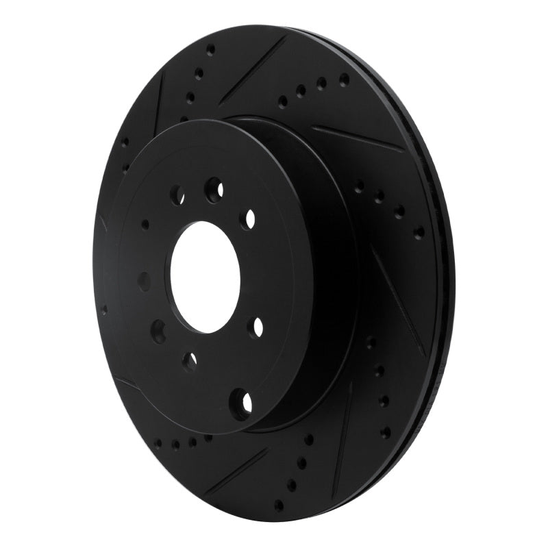 R1 07-15 Mazda CX-9 Rear Left Drilled & Slotted Black Brake Rotor
