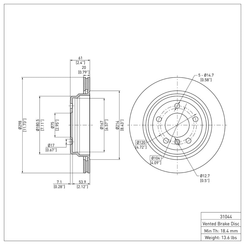 R1 1996-2003 BMW 525I (USA/Canada) Rear Brake Rotor