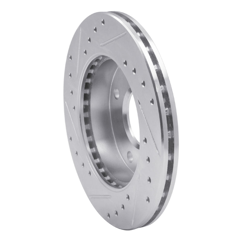 R1 89-96 Nissan 240SX Front Right Drilled & Slotted Silver Brake Rotor