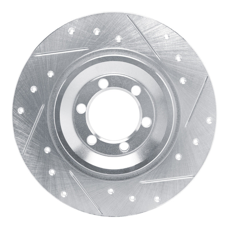 R1 81-89 Alfa Romeo GTV-6 Rear Right Drilled & Slotted Silver Brake Rotor