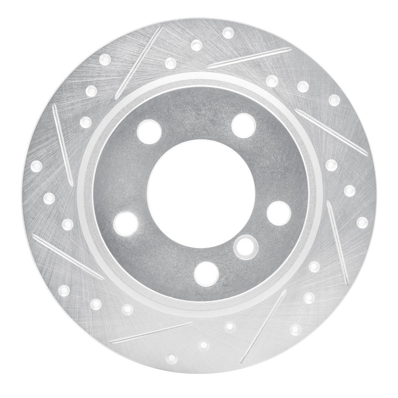 R1 11-16 Mini Cooper Paceman Rear Left Drilled & Slotted Silver Brake Rotor