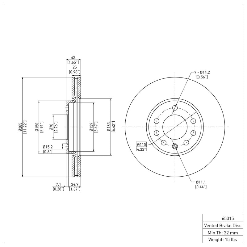 R1 03-11 Cadillac BLS (Mexico) Front Brake Rotor
