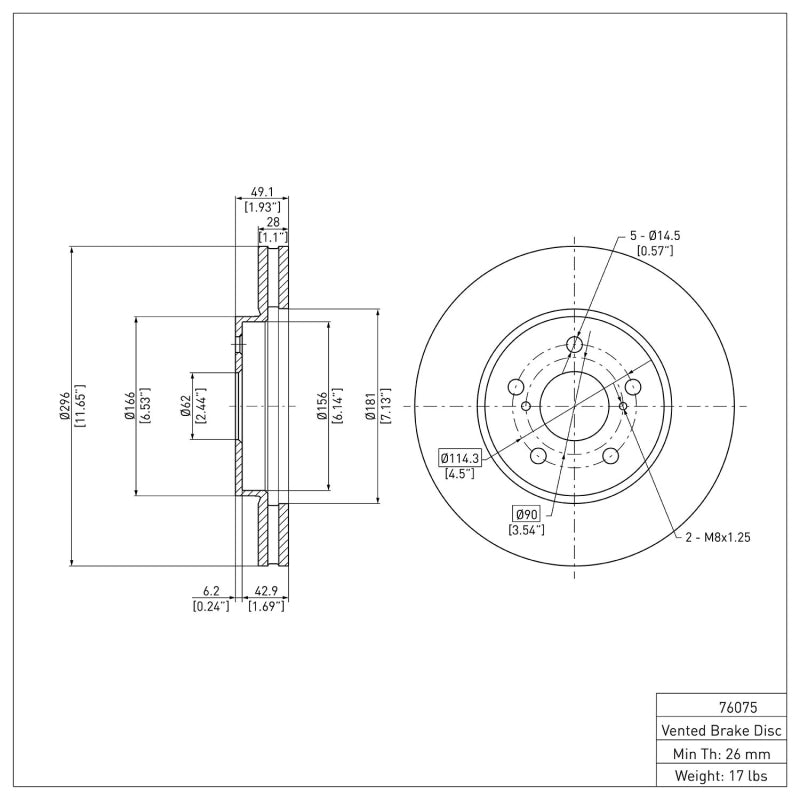 R1 02-15 Lexus ES300 Front Brake Rotor