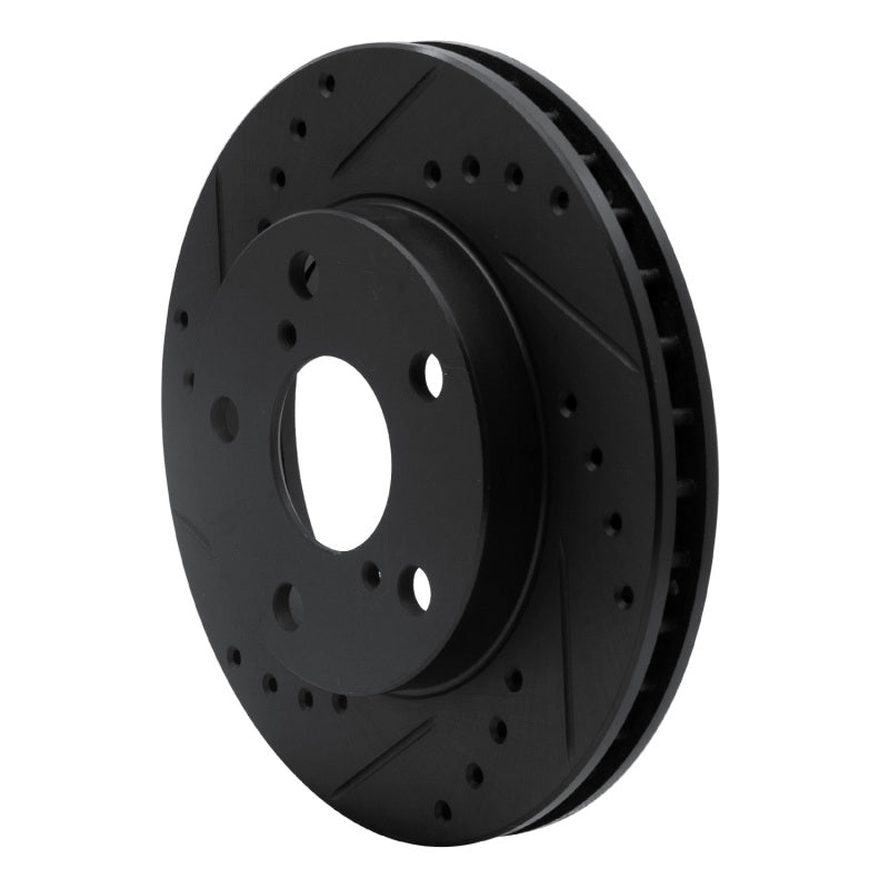 R1 91-95 Toyota MR2 Front Left Drilled & Slotted Black Brake Rotor