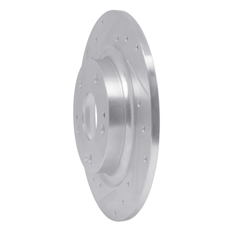 R1 17-20 Honda Civic Coupe Rear Left Drilled & Slotted Silver Brake Rotor