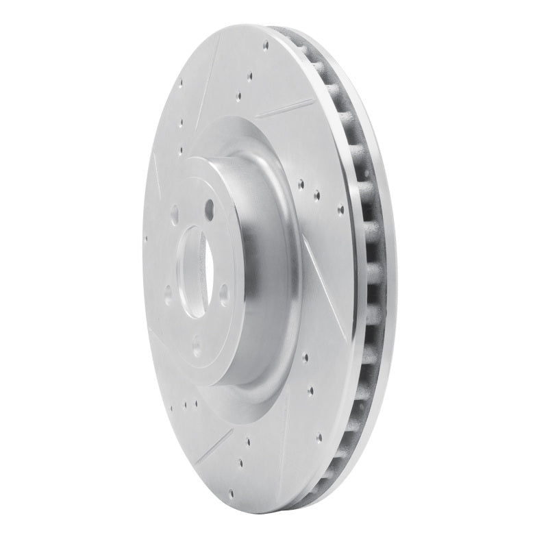 R1 15-23 Ford Mustang Front Left Drilled & Slotted Silver Brake Rotor