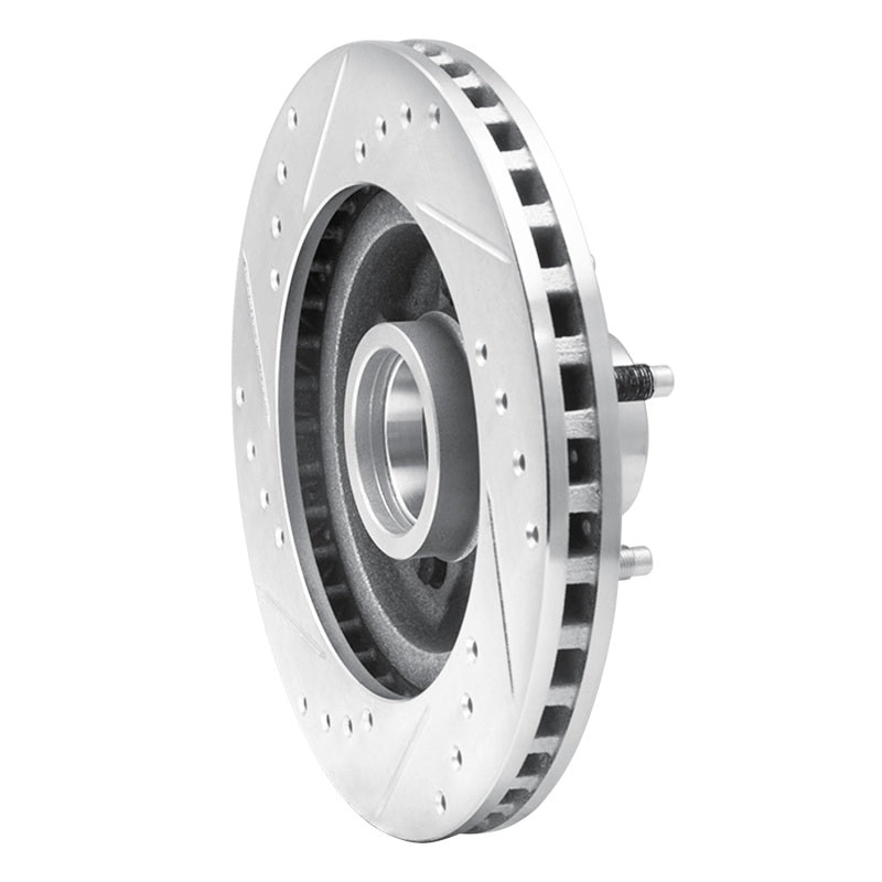 R1 82-87 Ford Mustang Front Right Drilled & Slotted Silver Brake Rotor