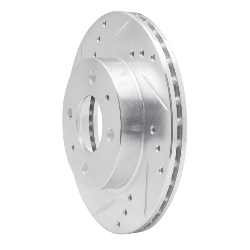 R1 86-17 Nissan NX Front Left Drilled & Slotted Silver Brake Rotor