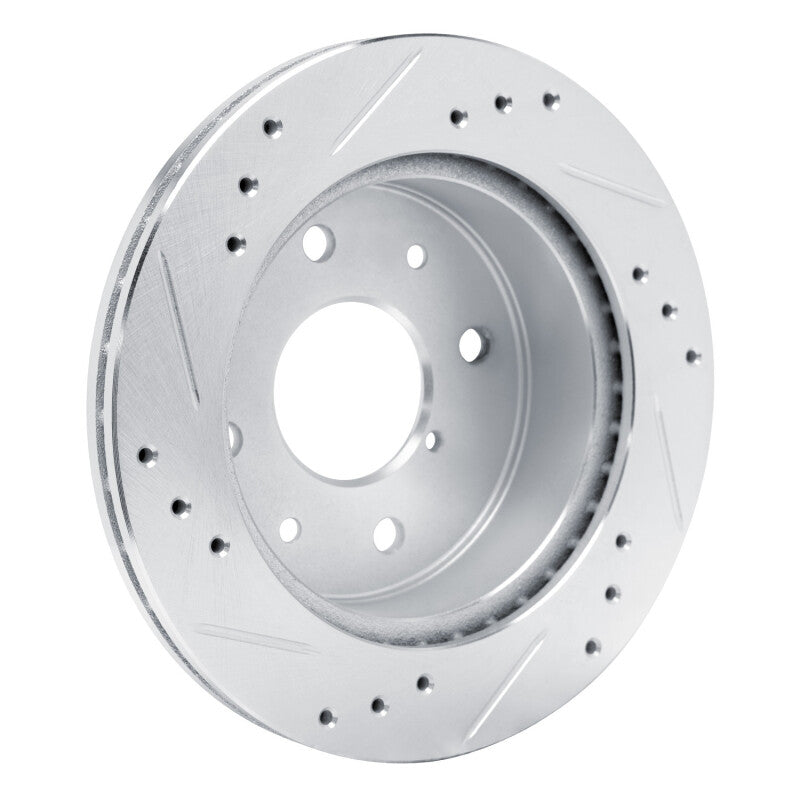 R1 84-85 Mazda RX-7 Rear Right Drilled & Slotted Silver Brake Rotor