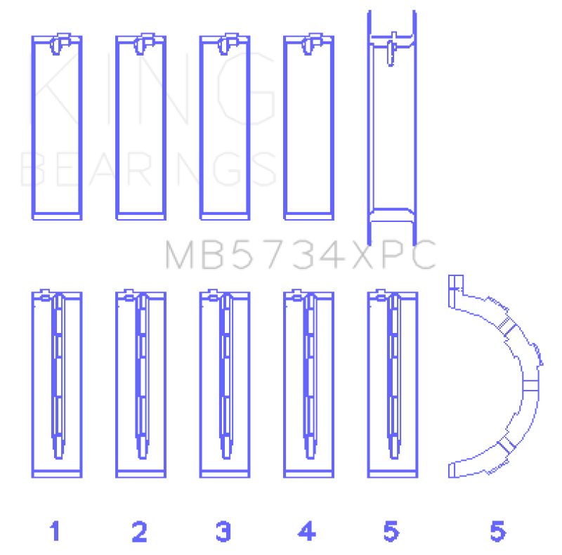 King Engine Bearings Ford 302 CID Coyote Performance Coated Main Bearing Set - Size STDX