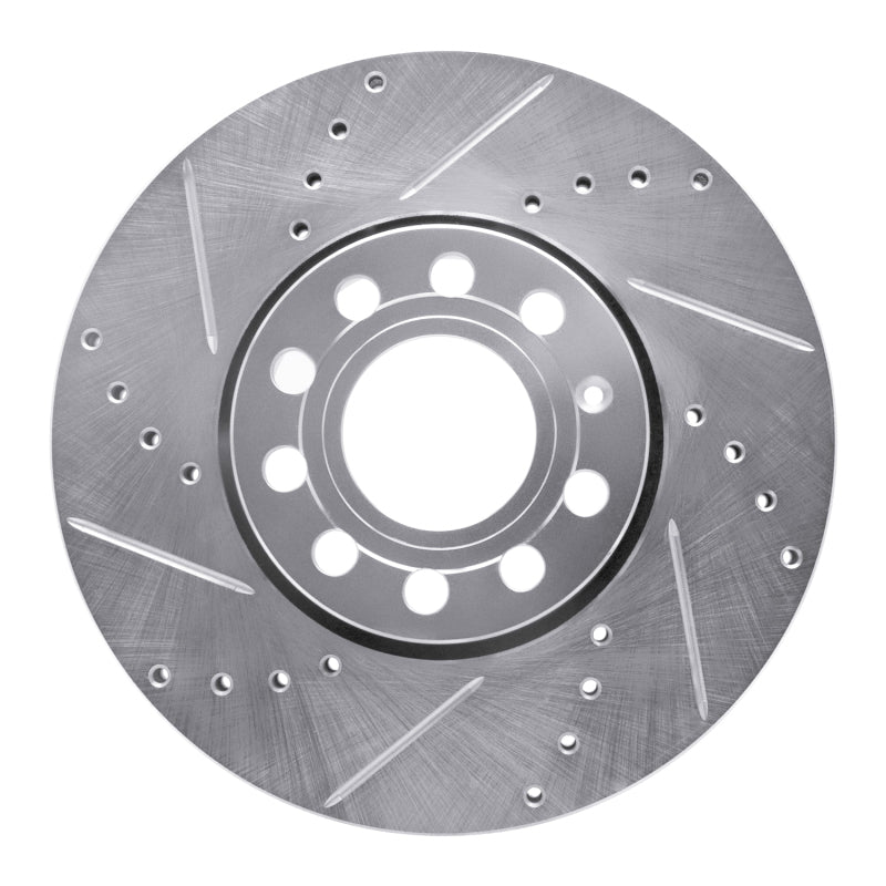 DFC 92-95 Volkswagen EuroVan Front Left Drilled & Slotted Silver Brake Rotor