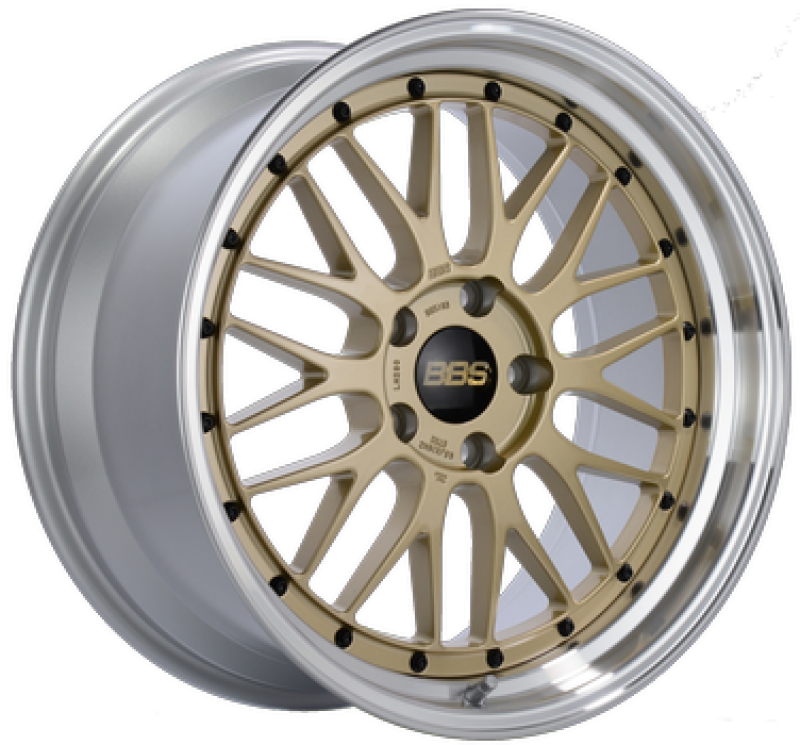BBS LM 19x9 5x114.3 ET38 PFS Gold Center Diamond Cut Lip Wheel - 82mm PFS/Clip Required