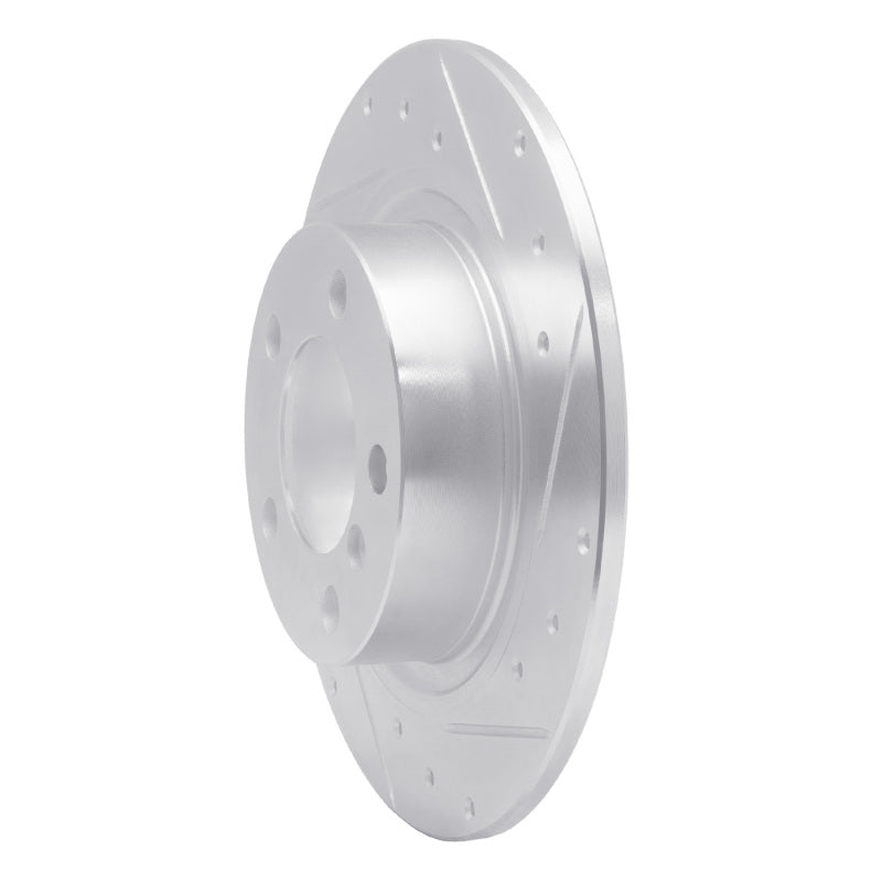 R1 13-16 Mini Cooper Countryman Rear Right Drilled & Slotted Silver Brake Rotor