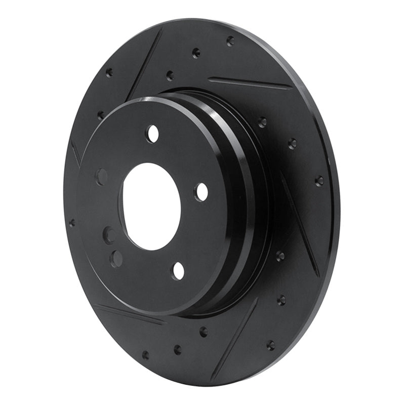 R1 94-11 Mercedes-Benz C280 Rear Left Drilled & Slotted Black Brake Rotor