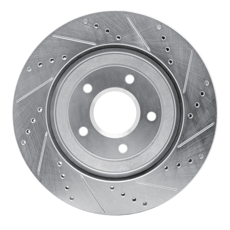 R1 97-09 Cadillac XLR Right Front Drilled & Slotted Silver Brake Rotor