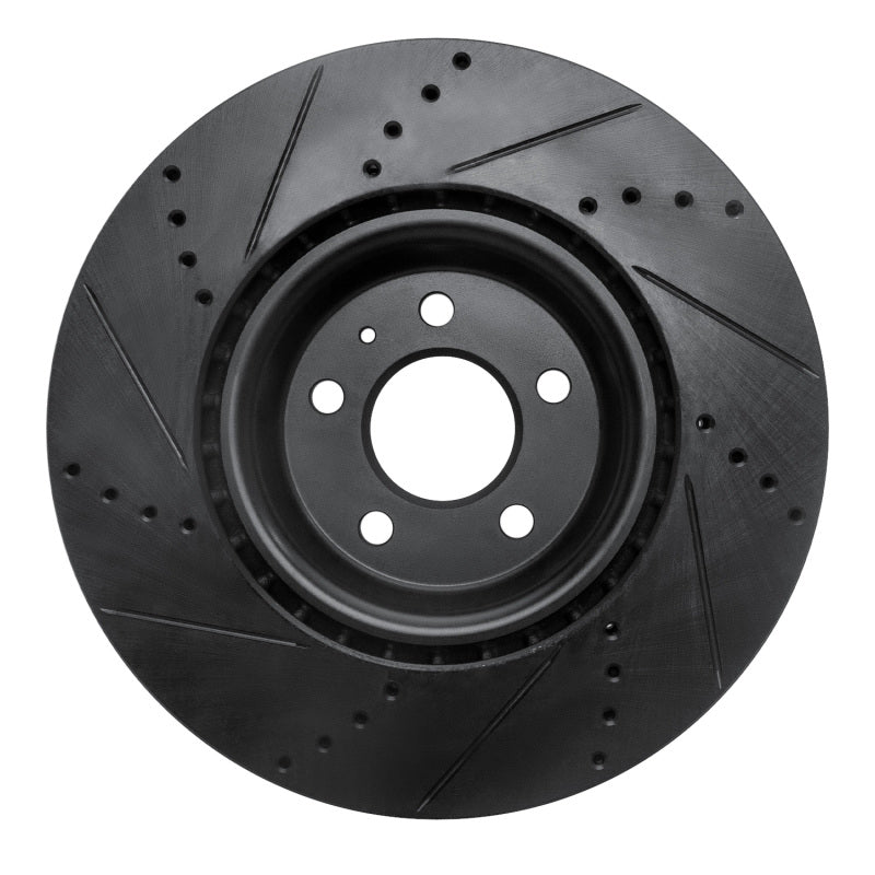 R1 12-20 Audi A7 Quattro Front Right Drilled & Slotted Black Brake Rotor