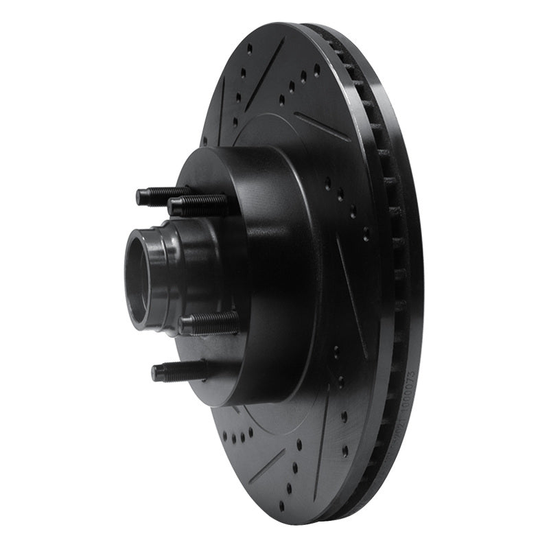 R1 01-05 Ford Explorer Sport Front Left Drilled & Slotted Black Brake Rotor