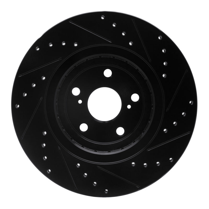 R1 08-21 Lexus NX200T Front Left Drilled & Slotted Black Brake Rotor