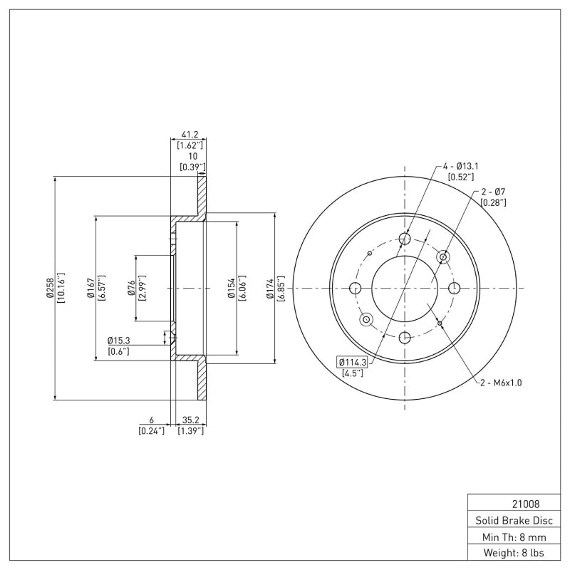 R1 04-09 Kia Spectra5 Rear Brake Rotor