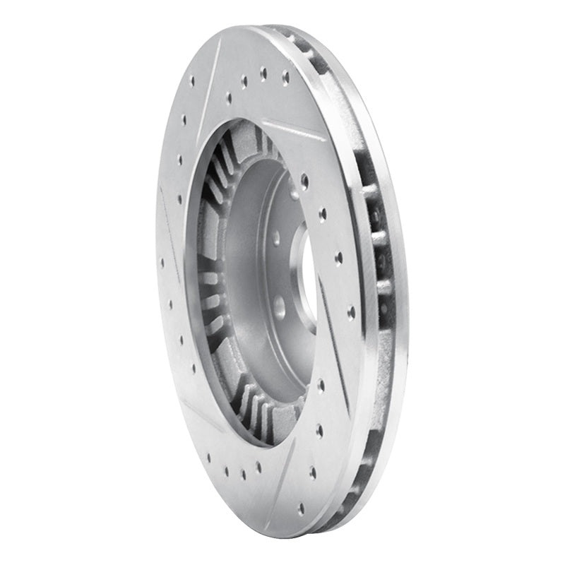 R1 99-03 Mazda Protege Front Right Drilled & Slotted Silver Brake Rotor